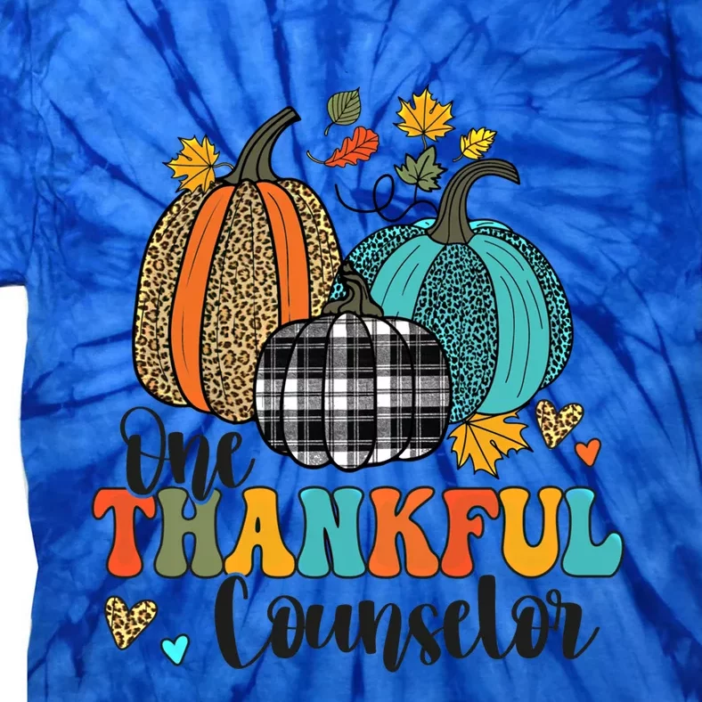 One Thankful Counselor School Pumpkins Thanksgiving Fall Gift Tie-Dye T-Shirt