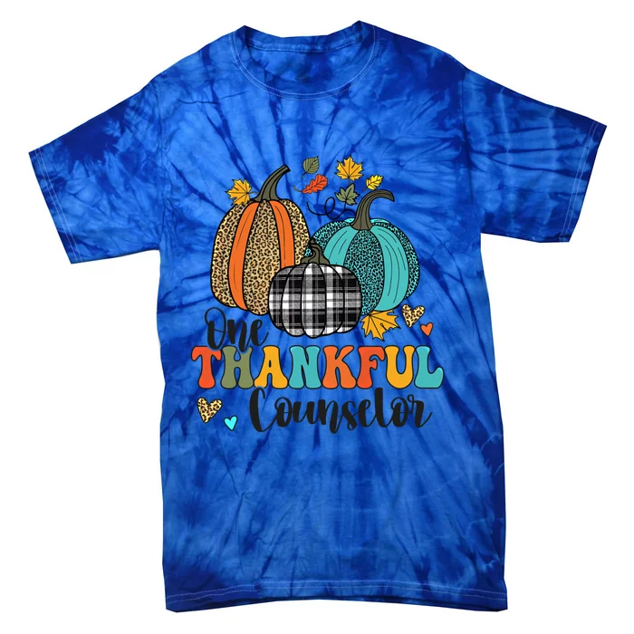 One Thankful Counselor School Pumpkins Thanksgiving Fall Gift Tie-Dye T-Shirt