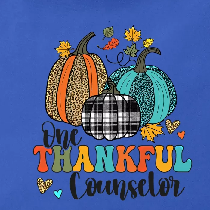 One Thankful Counselor School Pumpkins Thanksgiving Fall Gift Zip Tote Bag