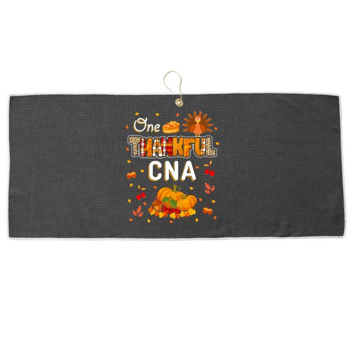 One Thankful Cna Fall Leaves Autumn Cna Thanksgiving Large Microfiber Waffle Golf Towel