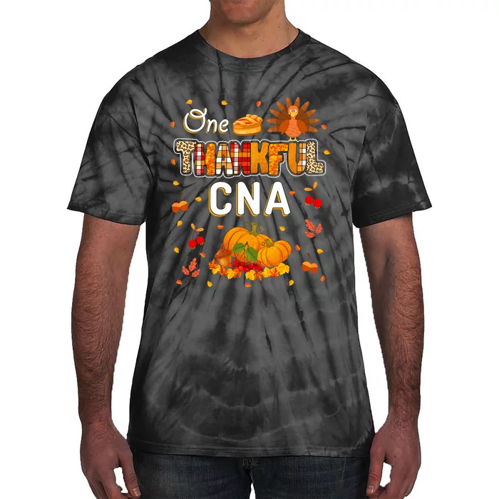 One Thankful Cna Fall Leaves Autumn Cna Thanksgiving Tie-Dye T-Shirt