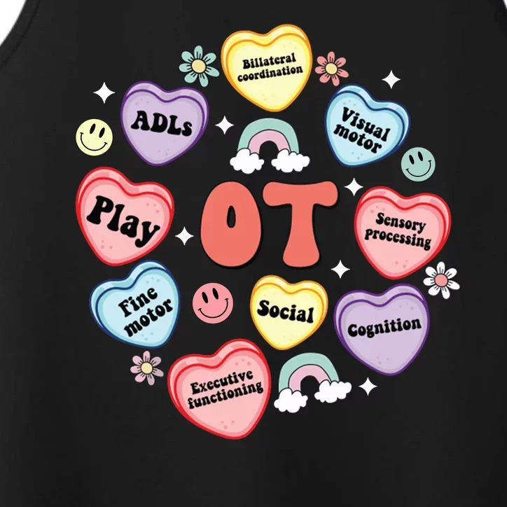 Occupational Therapy Candy Heart Valentines Day Performance Tank