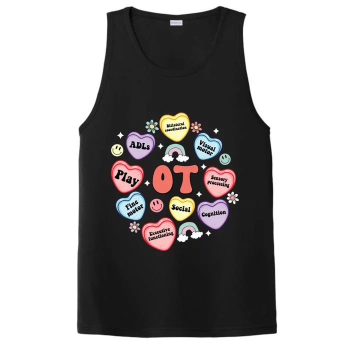 Occupational Therapy Candy Heart Valentines Day Performance Tank