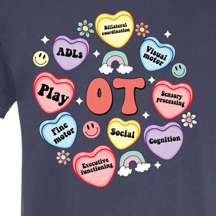 Occupational Therapy Candy Heart Valentines Day Garment-Dyed Heavyweight T-Shirt