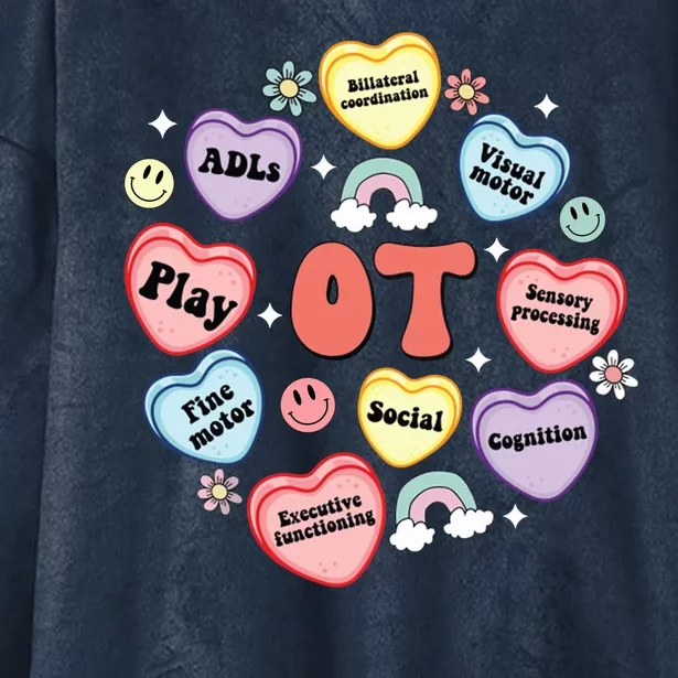 Occupational Therapy Candy Heart Valentines Day Hooded Wearable Blanket