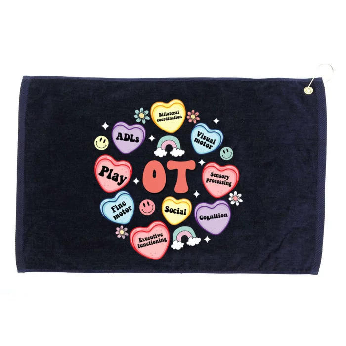 Occupational Therapy Candy Heart Valentines Day Grommeted Golf Towel