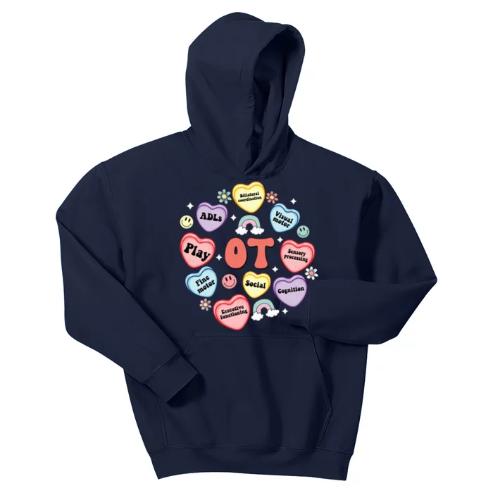 Occupational Therapy Candy Heart Valentines Day Kids Hoodie