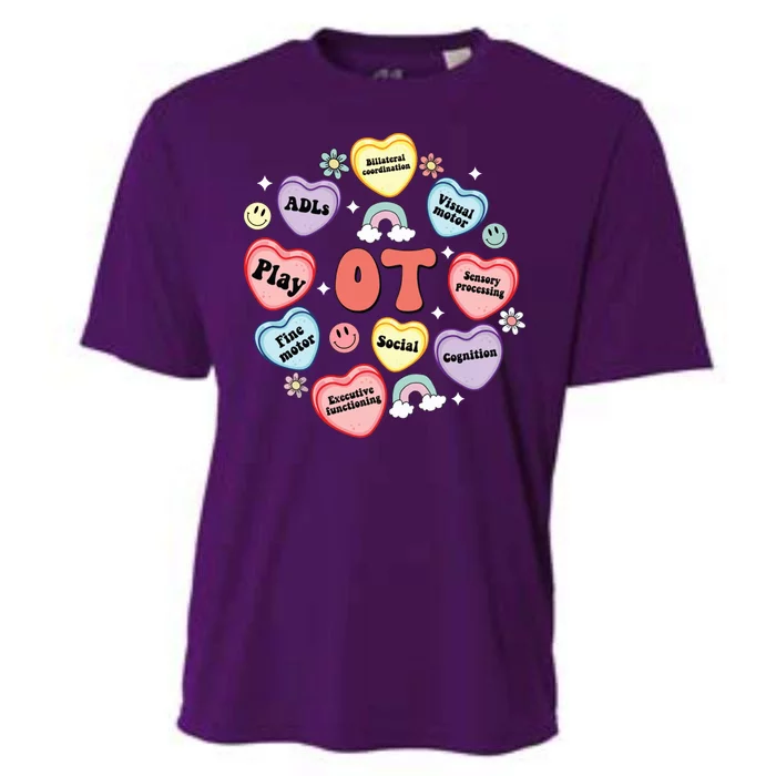 Occupational Therapy Candy Heart Valentines Day Cooling Performance Crew T-Shirt