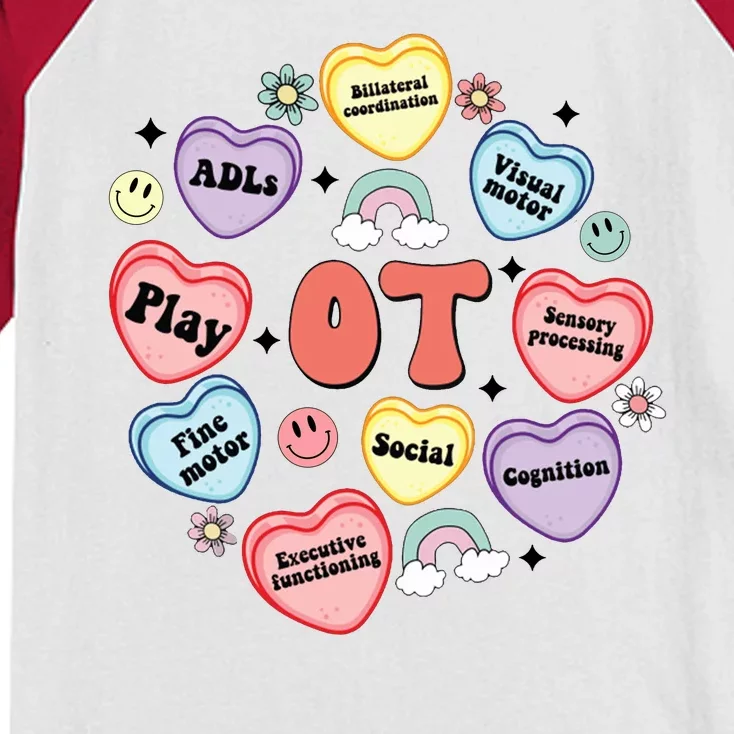 Occupational Therapy Candy Heart Valentines Day Kids Colorblock Raglan Jersey