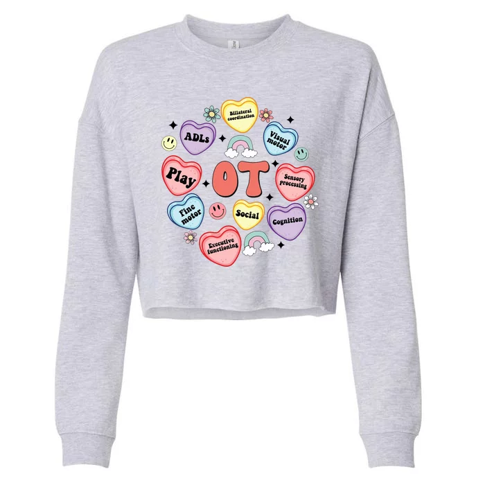 Occupational Therapy Candy Heart Valentines Day Cropped Pullover Crew