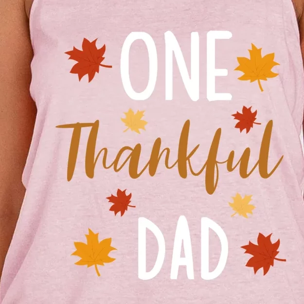 One Thankful Dad Thanksgiving Day Family Matching Gift Women's Knotted Racerback Tank