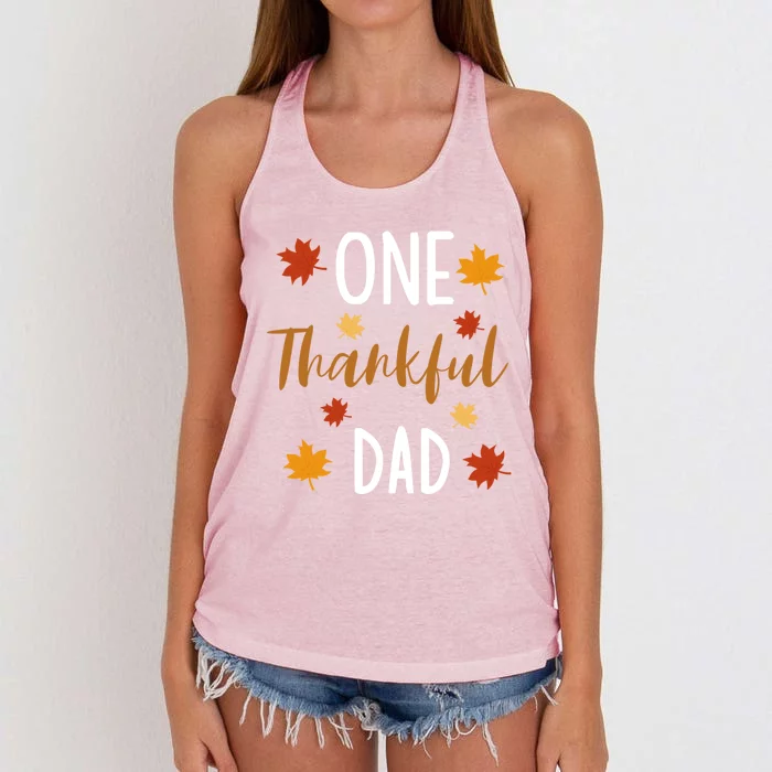 One Thankful Dad Thanksgiving Day Family Matching Gift Women's Knotted Racerback Tank