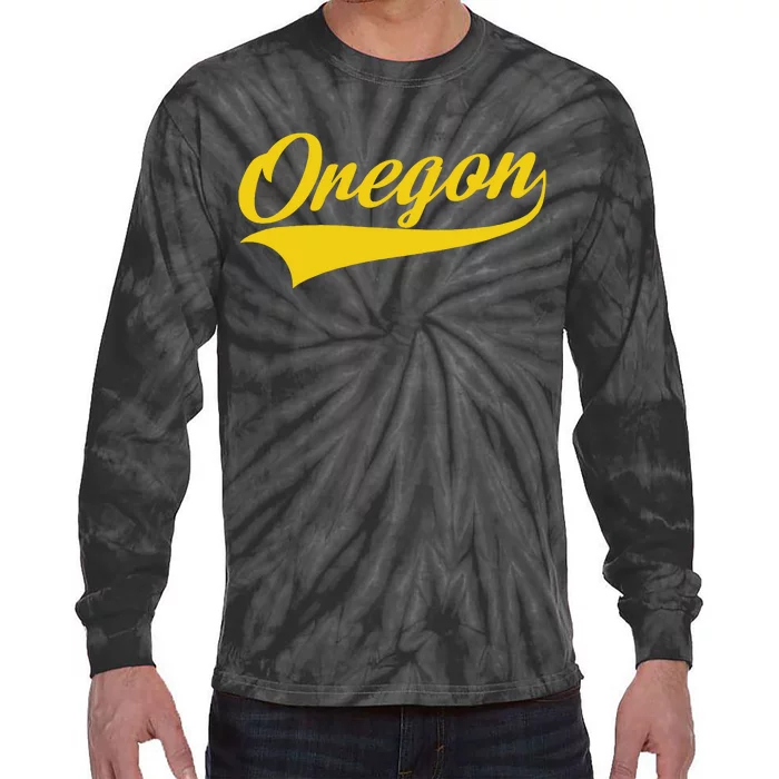 Oregon Throwback Design Print Classic Tie-Dye Long Sleeve Shirt