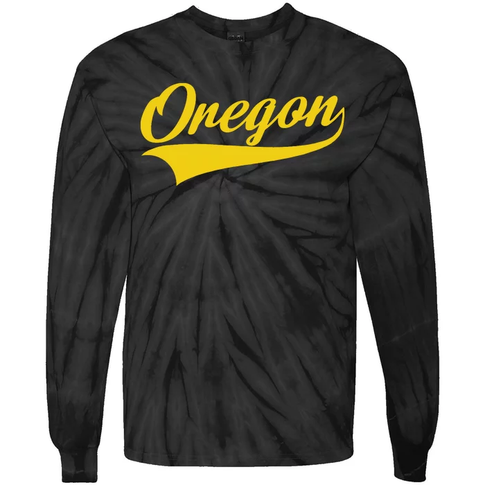 Oregon Throwback Design Print Classic Tie-Dye Long Sleeve Shirt