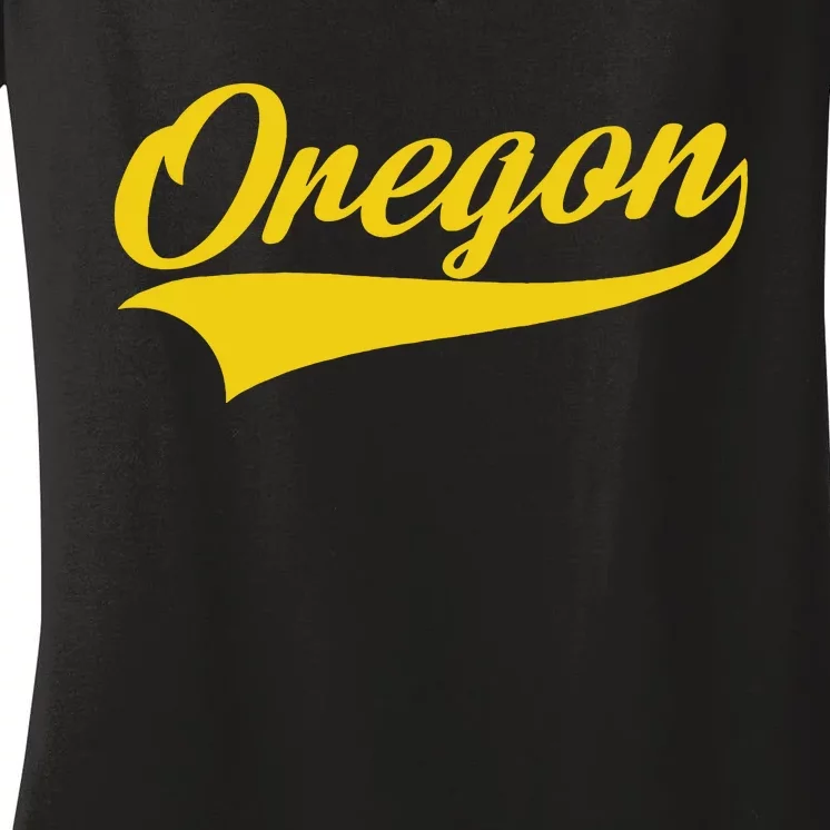 Oregon Throwback Design Print Classic Women's V-Neck T-Shirt