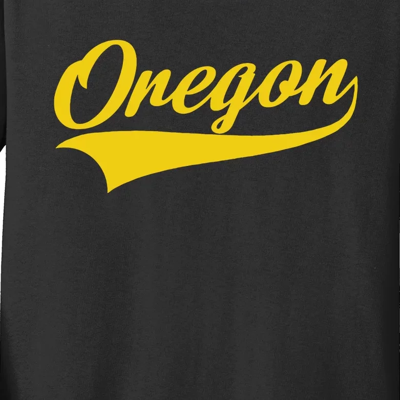 Oregon Throwback Design Print Classic Kids Long Sleeve Shirt