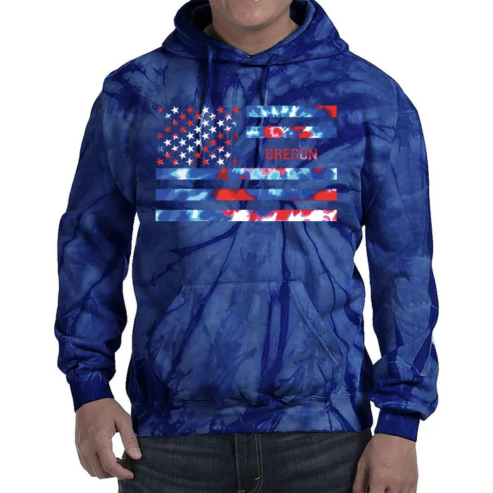 Oregon Tie Dye Red White Blue Patriotic America W Usa Flag Tie Dye Hoodie