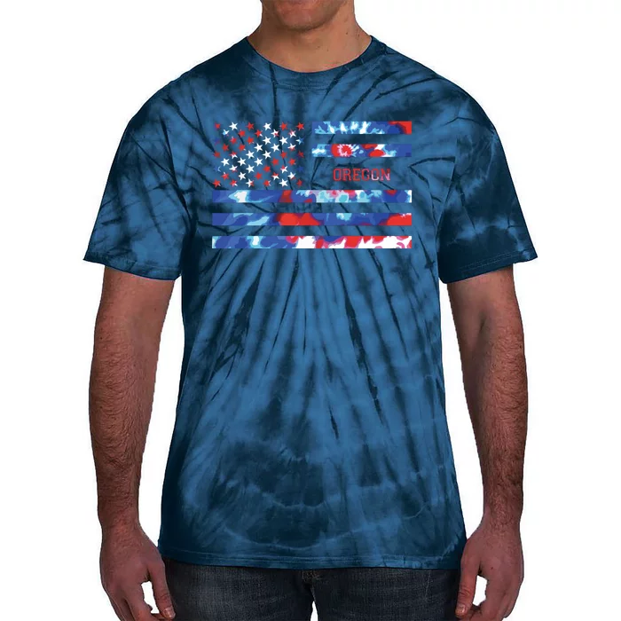 Oregon Tie Dye Red White Blue Patriotic America W Usa Flag Tie-Dye T-Shirt