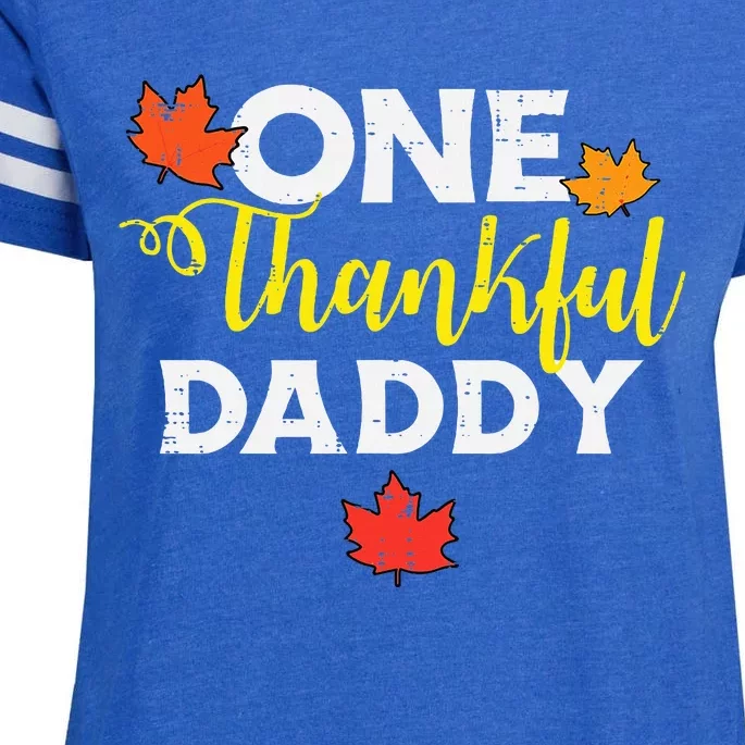 One Thankful Daddy Thanksgiving Family Matching Dad Papa Enza Ladies Jersey Football T-Shirt