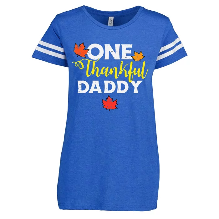 One Thankful Daddy Thanksgiving Family Matching Dad Papa Enza Ladies Jersey Football T-Shirt