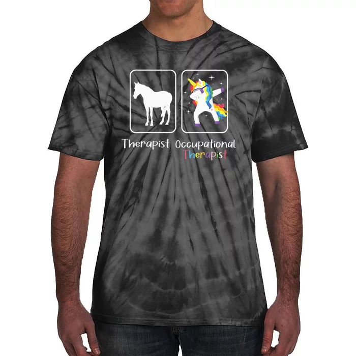 Occupational Therapist Dabbing Unicorn Healthcare Worker Tie-Dye T-Shirt