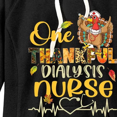 One Thankful Dialysis Nurse Turkey Stethoscope Thanksgiving Women's Fleece Hoodie