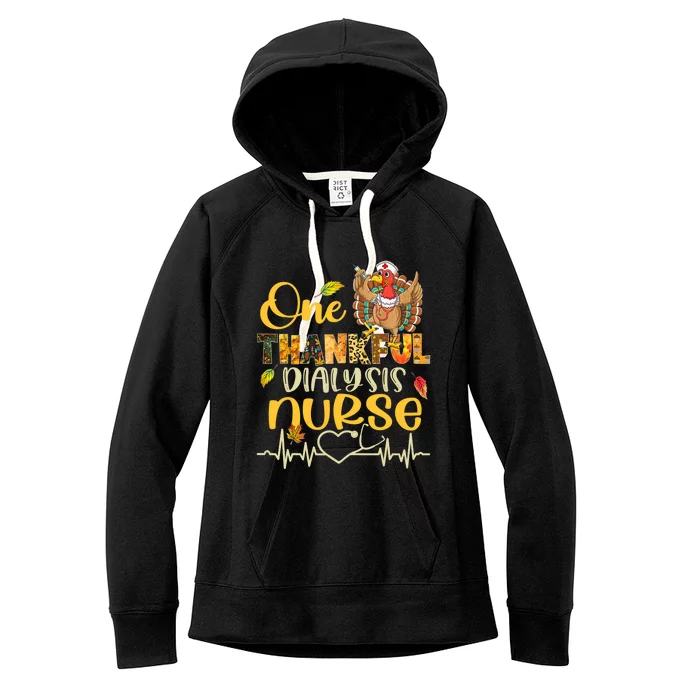 One Thankful Dialysis Nurse Turkey Stethoscope Thanksgiving Women's Fleece Hoodie