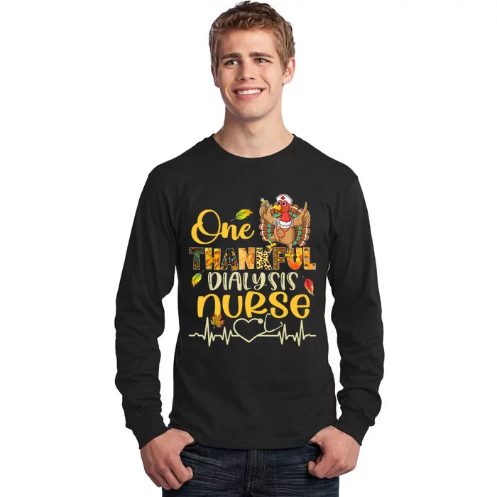 One Thankful Dialysis Nurse Turkey Stethoscope Thanksgiving Tall Long Sleeve T-Shirt