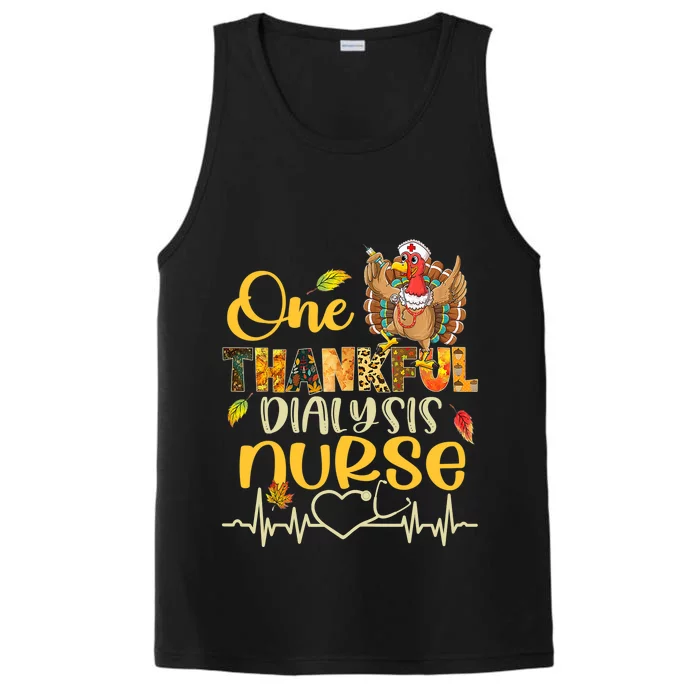 One Thankful Dialysis Nurse Turkey Stethoscope Thanksgiving Performance Tank