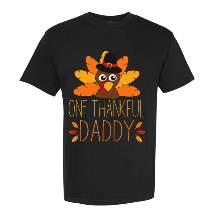 One Thankful Daddy Turkey Thanksgiving Fall  Father Dad Garment-Dyed Heavyweight T-Shirt