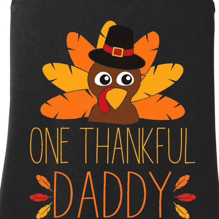 One Thankful Daddy Turkey Thanksgiving Fall  Father Dad Ladies Essential Tank