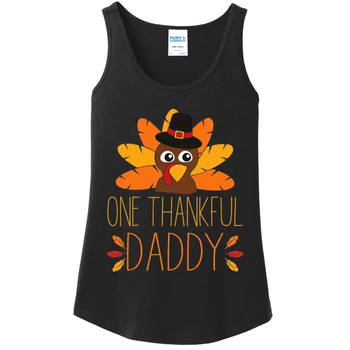 One Thankful Daddy Turkey Thanksgiving Fall  Father Dad Ladies Essential Tank