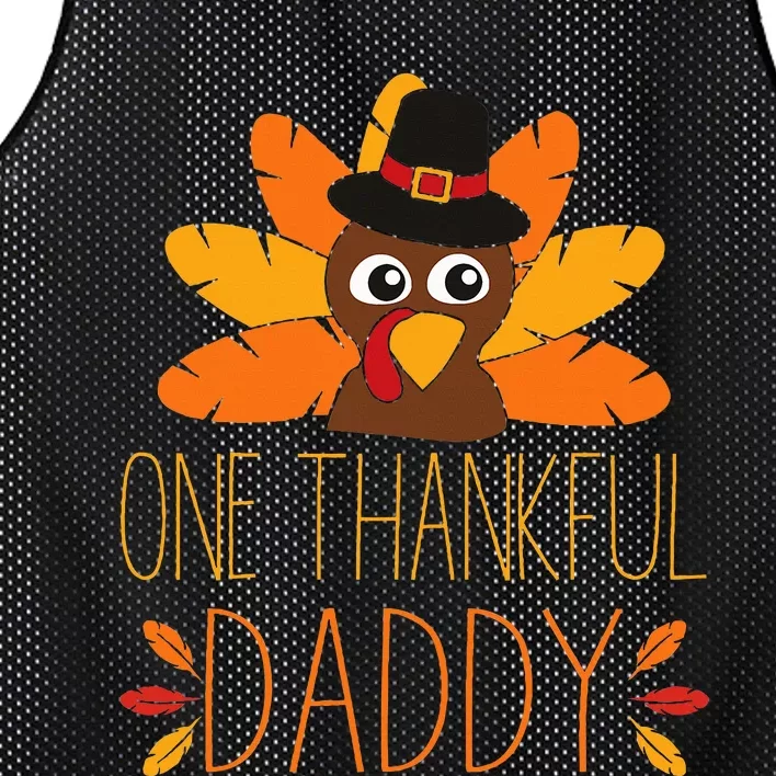 One Thankful Daddy Turkey Thanksgiving Fall  Father Dad Mesh Reversible Basketball Jersey Tank