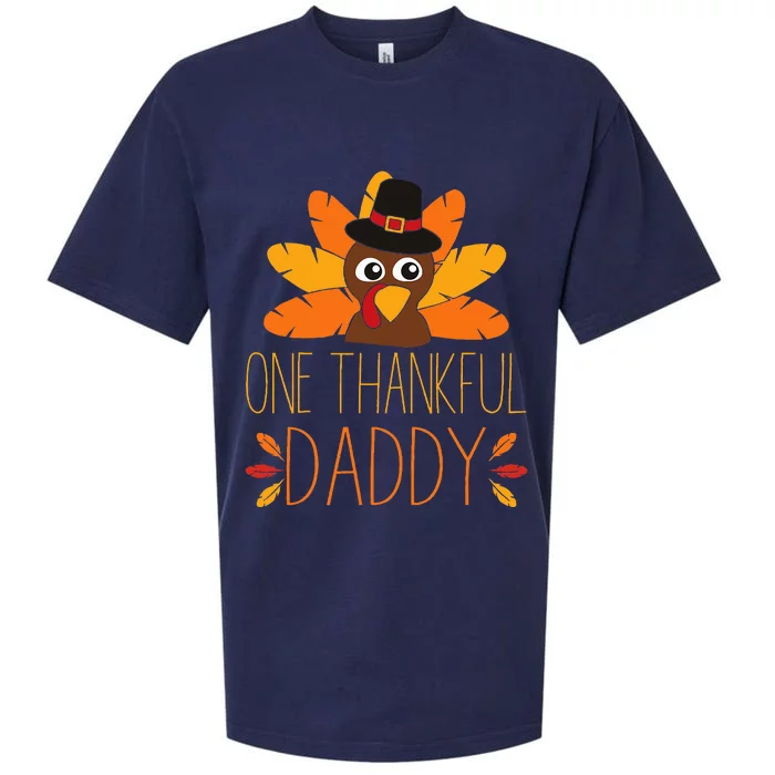 One Thankful Daddy Turkey Thanksgiving Fall  Father Dad Sueded Cloud Jersey T-Shirt