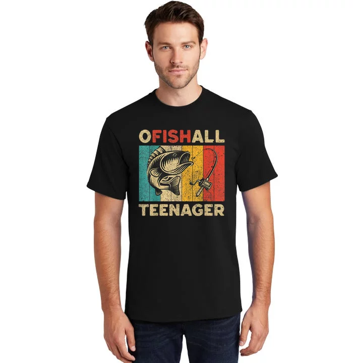 Ofishally Teenager Funny Vintage Fishing Jokes Fisherman Bass Fish Tall T-Shirt