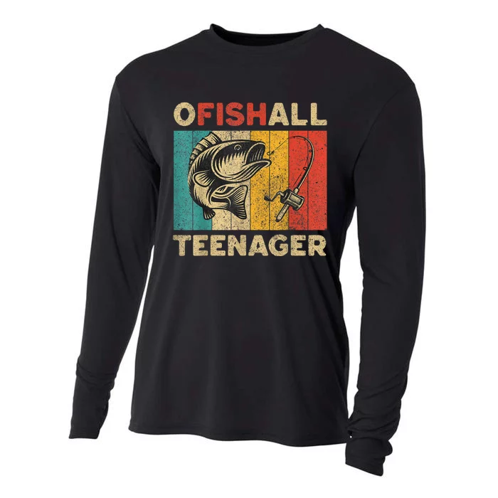 Ofishally Teenager Funny Vintage Fishing Jokes Fisherman Bass Fish Cooling Performance Long Sleeve Crew