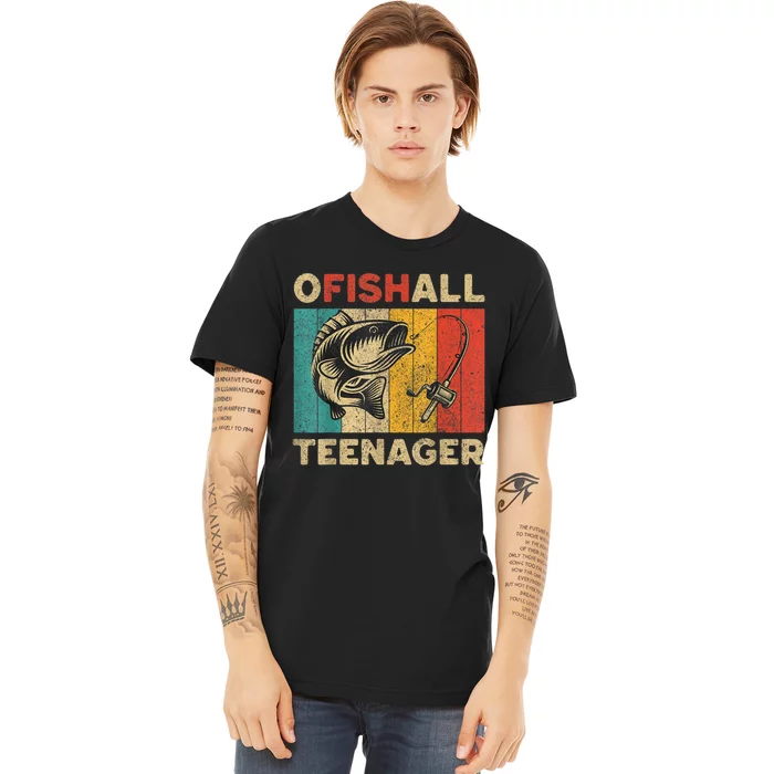 Ofishally Teenager Funny Vintage Fishing Jokes Fisherman Bass Fish Premium T-Shirt