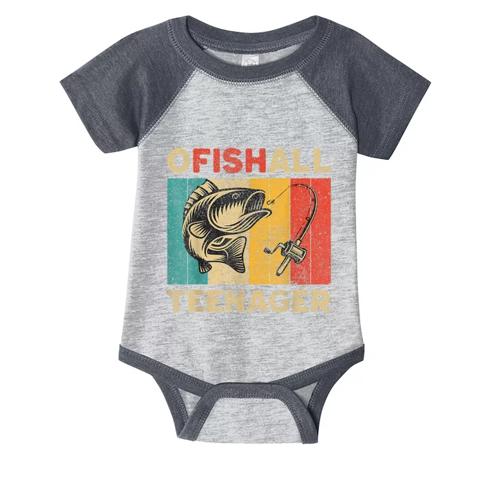 Ofishally Teenager Funny Vintage Fishing Jokes Fisherman Bass Fish Infant Baby Jersey Bodysuit