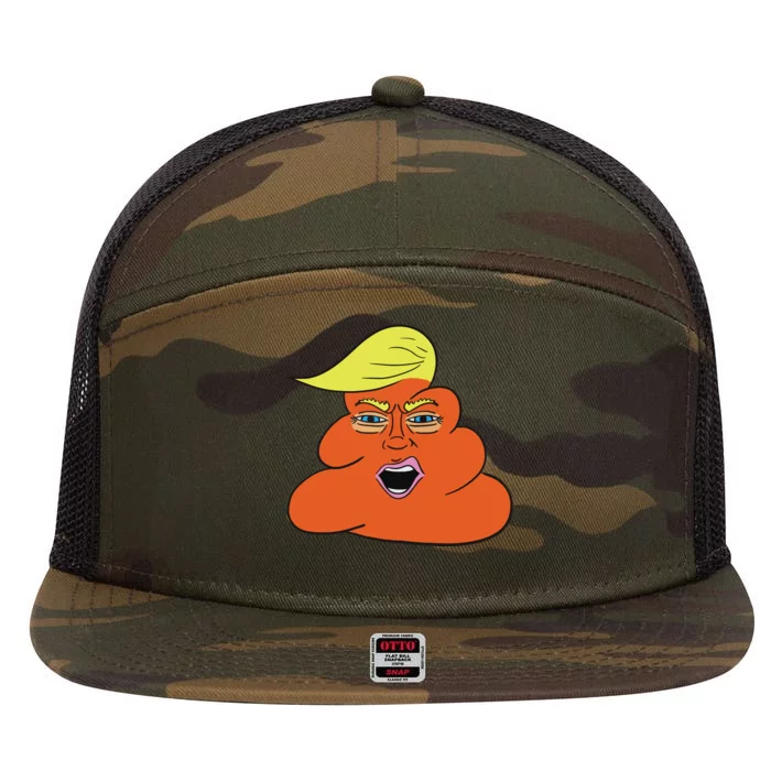 Orange Turd Funny President Trump Funny Political 7 Panel Mesh Trucker Snapback Hat