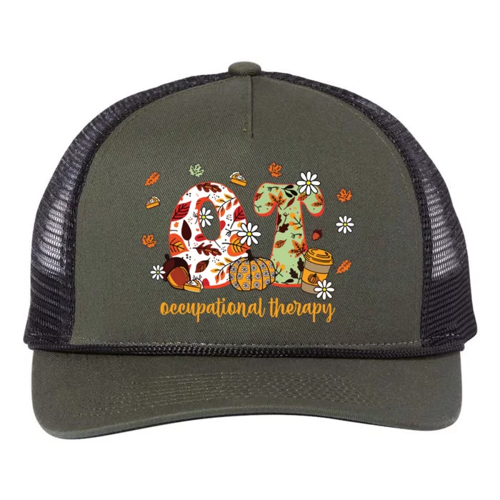 Occupational Therapy Fall Ot Ota Autumn Thanksgiving Retro Rope Trucker Hat Cap