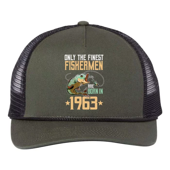 Only The Finest Fisher Are Born In 1963 Fishing Bday Retro Rope Trucker Hat Cap