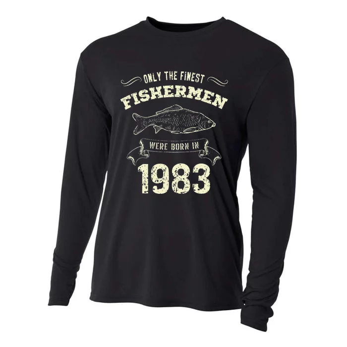 Only The Finest Fisher Were Born In 1983 Funny Fishing Cooling Performance Long Sleeve Crew