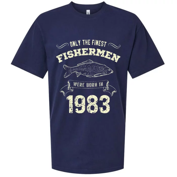 Only The Finest Fisher Were Born In 1983 Funny Fishing Sueded Cloud Jersey T-Shirt