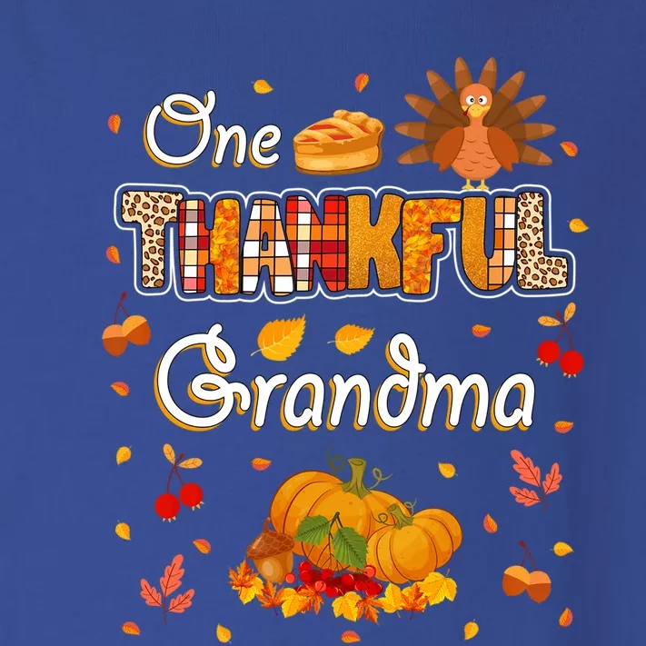 One Thankful Grandma Fall Leaves Autumn Grandma Thanksgiving Gift Toddler Long Sleeve Shirt