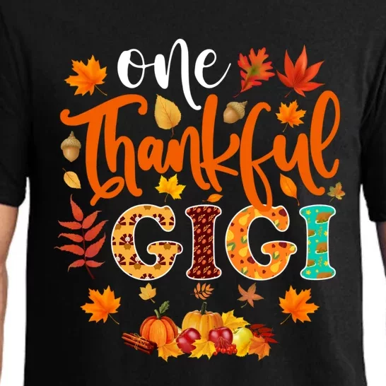 One Thankful Gigi Gift Funny Fall Autumn Thanksgiving Cute Gift Pajama Set