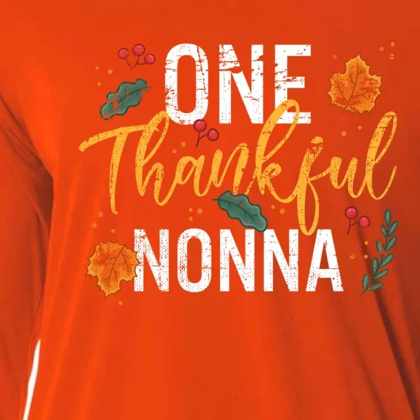 One Thankful Grandma Nonna Cute Fall Thanksgiving Gift Cooling Performance Long Sleeve Crew