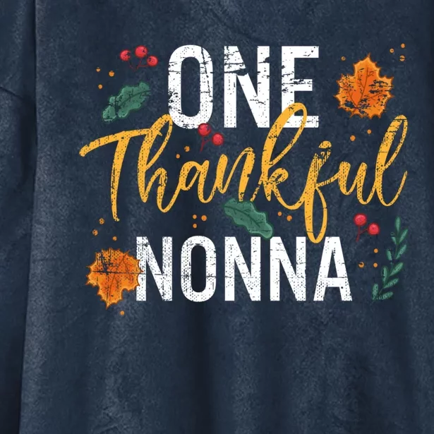 One Thankful Grandma Nonna Cute Fall Thanksgiving Gift Hooded Wearable Blanket