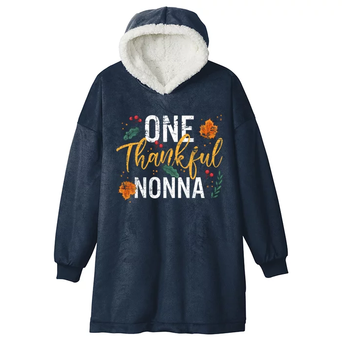 One Thankful Grandma Nonna Cute Fall Thanksgiving Gift Hooded Wearable Blanket