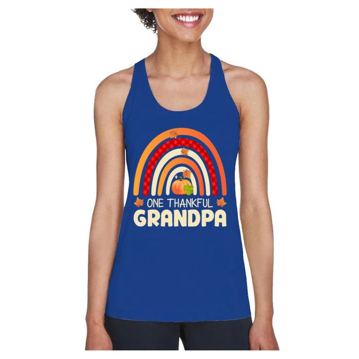 One Thankful Grandpa Family Matching Thanksgiving Great Gift Women's Racerback Tank