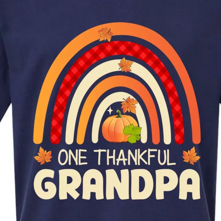 One Thankful Grandpa Family Matching Thanksgiving Great Gift Sueded Cloud Jersey T-Shirt